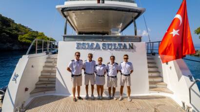Esma Sultan Gulet Crew on Deck - Friendly and Professional Team