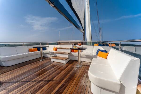 Panoramic view of the Adriatic Sea from the sundeck of Santa Clara yacht.
