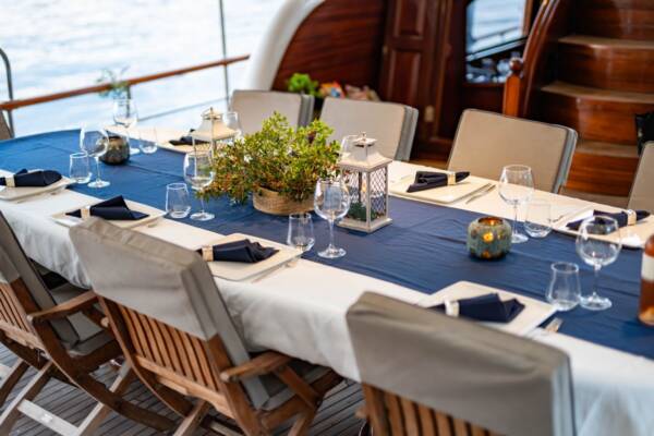 A warm welcome awaits on Gulet Yucebey 1 yacht, with friendly crew members ready to make your Turkish yachting adventure unforgettable.